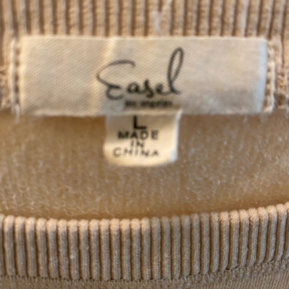 Easel Beige Ribbed Sweater